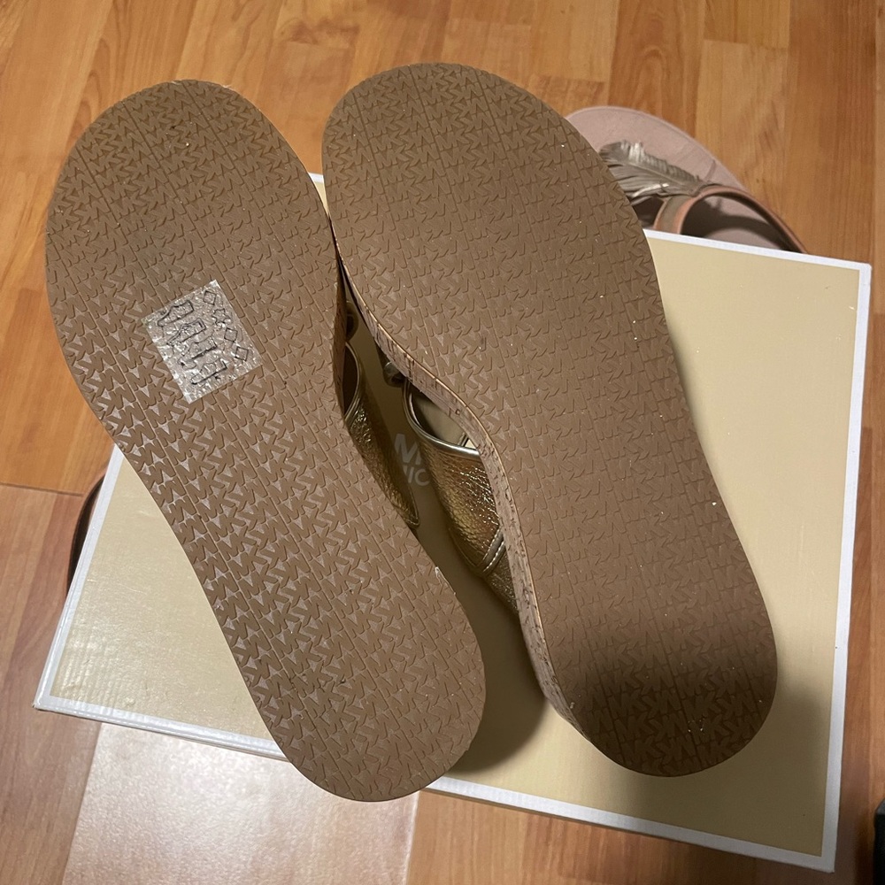 Michael Kors Metallic Gold Platform Sandals - Picture 3 of 3